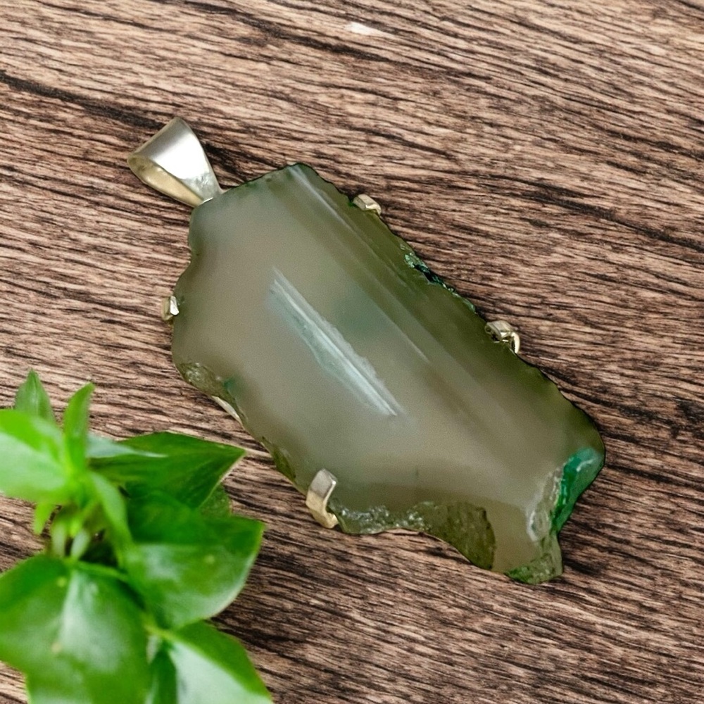 Green Solar Agate Gemstone Pendant